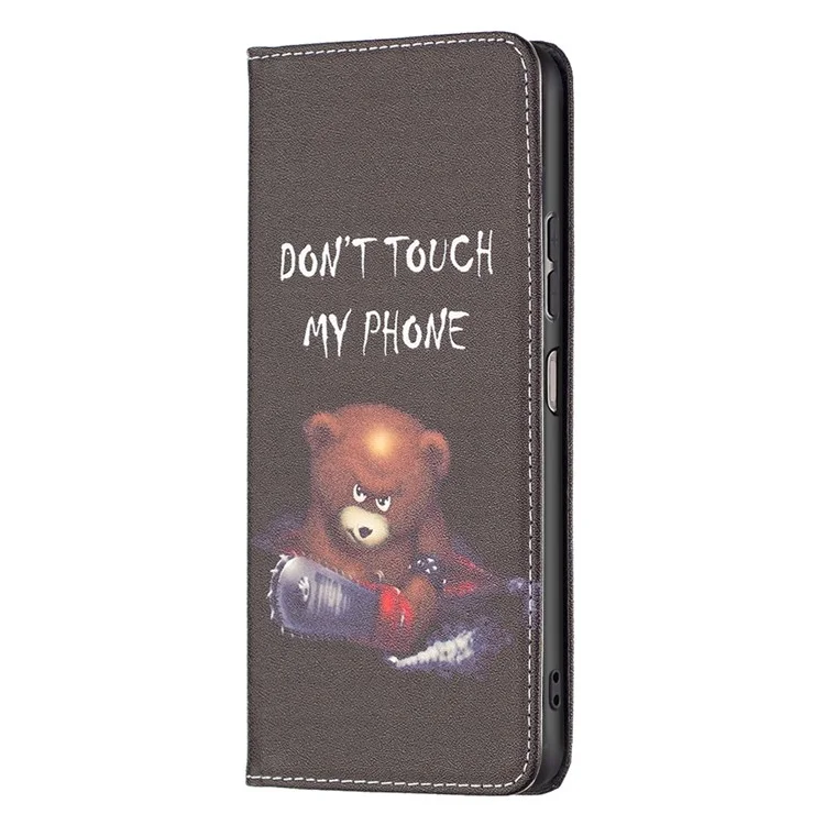 Magnetic Auto-absorbed Cover for Samsung Galaxy A13 4G / A13 5G / A04 4G (164.4 x 76.3 x 9.1 mm), PU Leather Wallet Phone Case - Bear