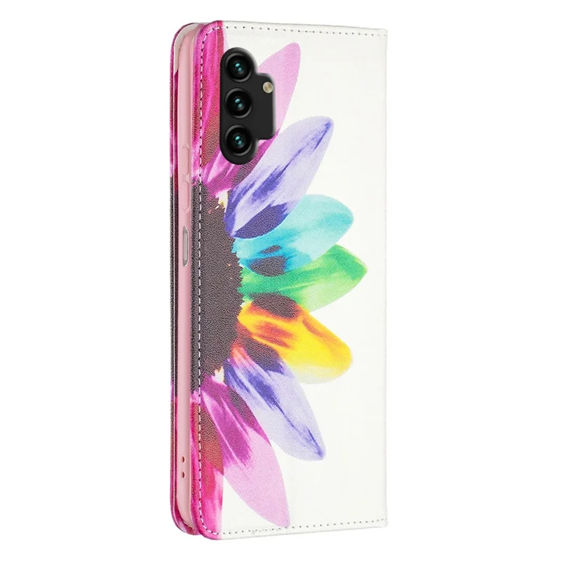 Magnetic Auto-absorbed Cover for Samsung Galaxy A13 4G / A13 5G / A04 4G (164.4 x 76.3 x 9.1 mm), PU Leather Wallet Phone Case - Sunflower