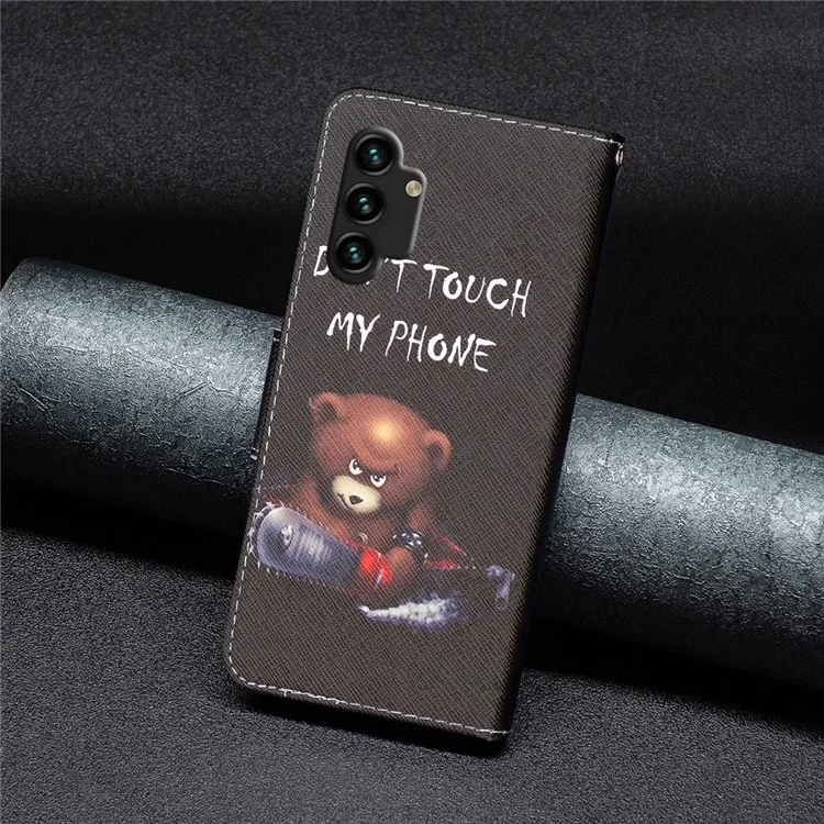 For Samsung Galaxy A13 4G / A13 5G / A04 4G (164.4 x 76.3 x 9.1 mm) Pattern Printing PU Leather Stand Cover Wallet Phone Case - Bear