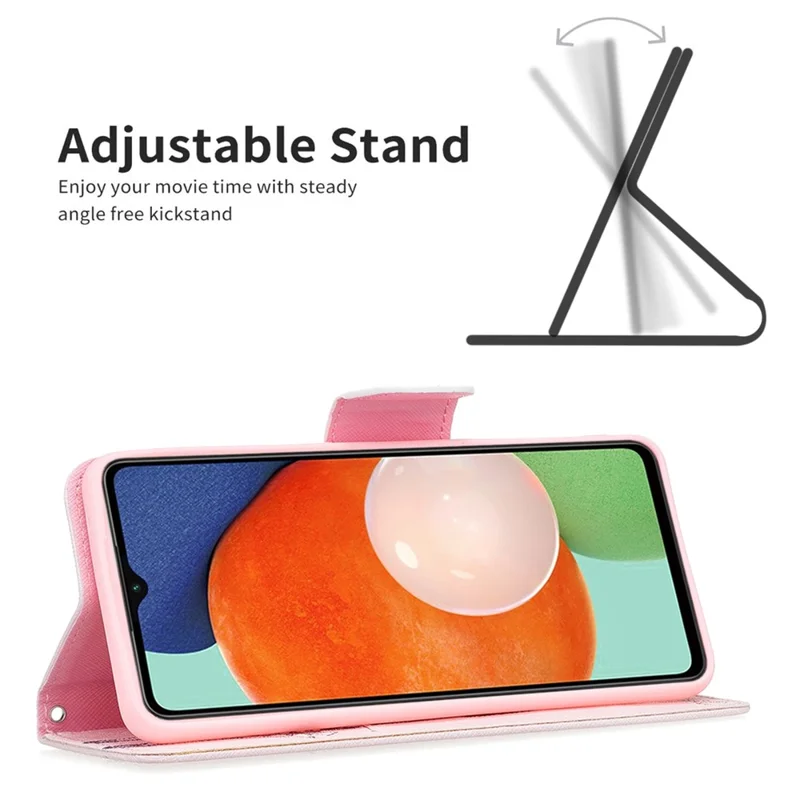 For Samsung Galaxy A13 4G / A13 5G / A04 4G (164.4 x 76.3 x 9.1 mm) Pattern Printing PU Leather Stand Cover Wallet Phone Case - Giraffe