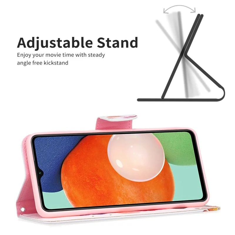 For Samsung Galaxy A13 4G / A13 5G / A04 4G (164.4 x 76.3 x 9.1 mm) Pattern Printing PU Leather Stand Cover Wallet Phone Case - Two Butterflies