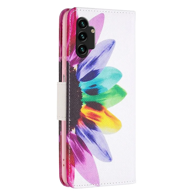 Pour Samsung Galaxy A13 4G / A13 5G / A04 4G (164,4 x 76,3 x 9,1 mm) Motif d'impression PU Cuir Stand Cover Wallet Phone Case - Tournesol