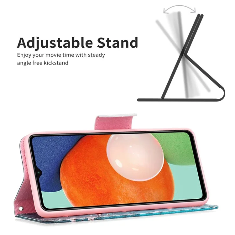 Pour Samsung Galaxy A13 4G / A13 5G / A04 4G (164,4 x 76,3 x 9,1 mm) Impression de motifs Étui portefeuille en cuir PU avec support - Fleur de prune