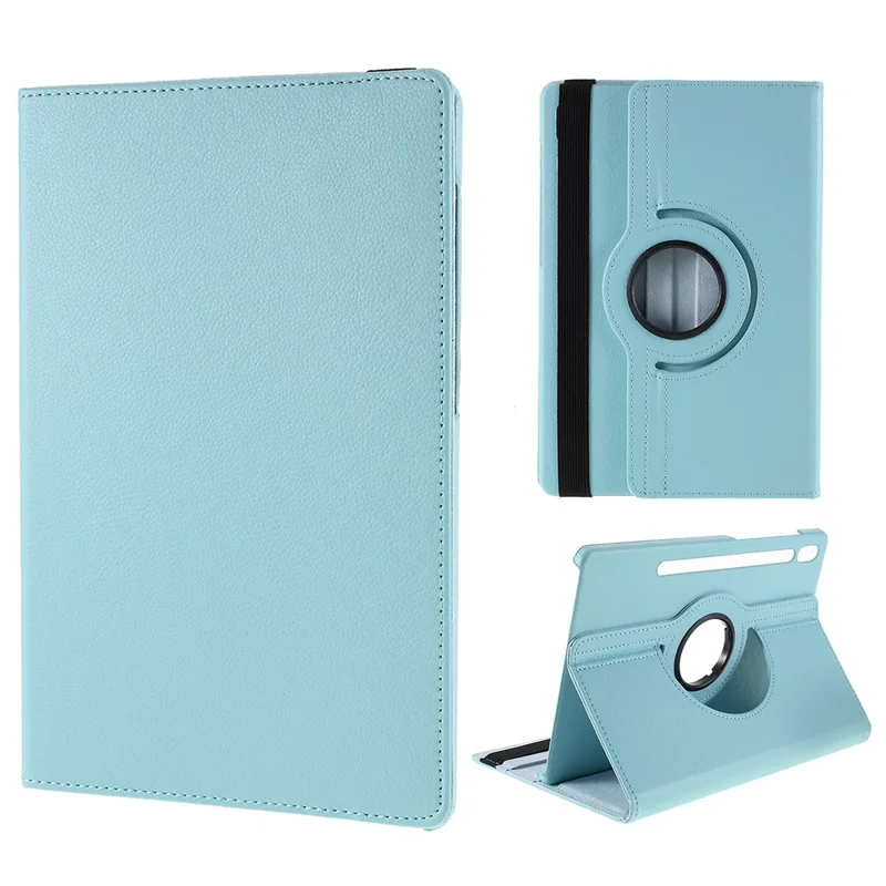 For Samsung Galaxy Tab S10 FE / S9 FE / S9 / S8 / S7 Tablet Case Rotary Stand PU Leather Cover with Elastic Band - Baby Blue
