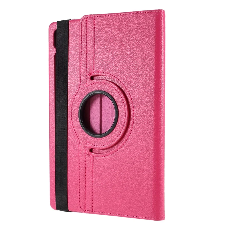 For Samsung Galaxy Tab S10 FE / S9 FE / S9 / S8 / S7 Tablet Case Rotary Stand PU Leather Cover with Elastic Band - Rose