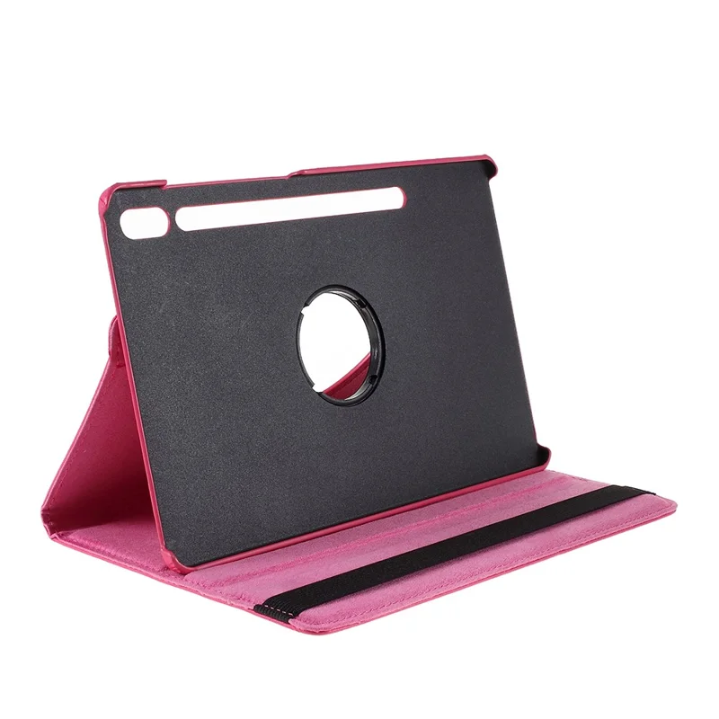For Samsung Galaxy Tab S10 FE / S9 FE / S9 / S8 / S7 Tablet Case Rotary Stand PU Leather Cover with Elastic Band - Rose