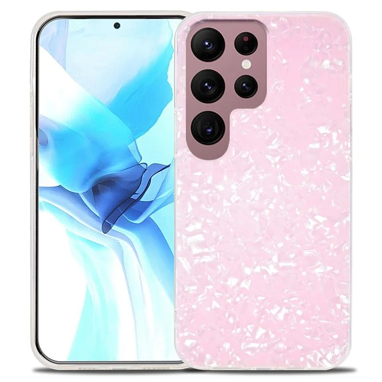 IPAKY IMD Phone Case for Samsung Galaxy S22 Ultra 5G, Hard Acrylic Back Soft TPU High Impact Protective Cover - Pink