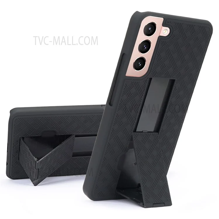 Pour Samsung Galaxy S22+ 5G Sliding Cover Design PC + Étui de téléphone TPU Coque avec texture tissée avec clip de ceinture et support