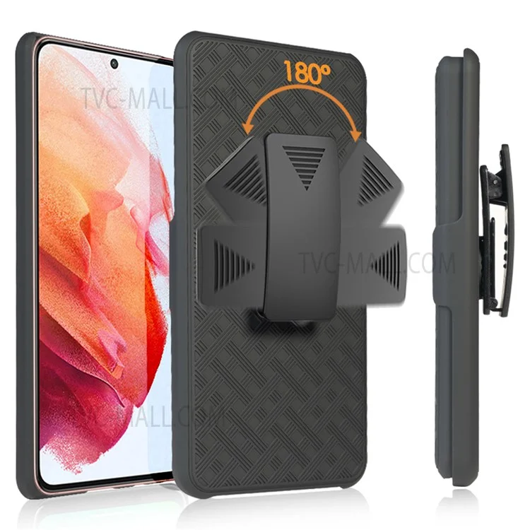 Pour Samsung Galaxy S22+ 5G Sliding Cover Design PC + Étui de téléphone TPU Coque avec texture tissée avec clip de ceinture et support