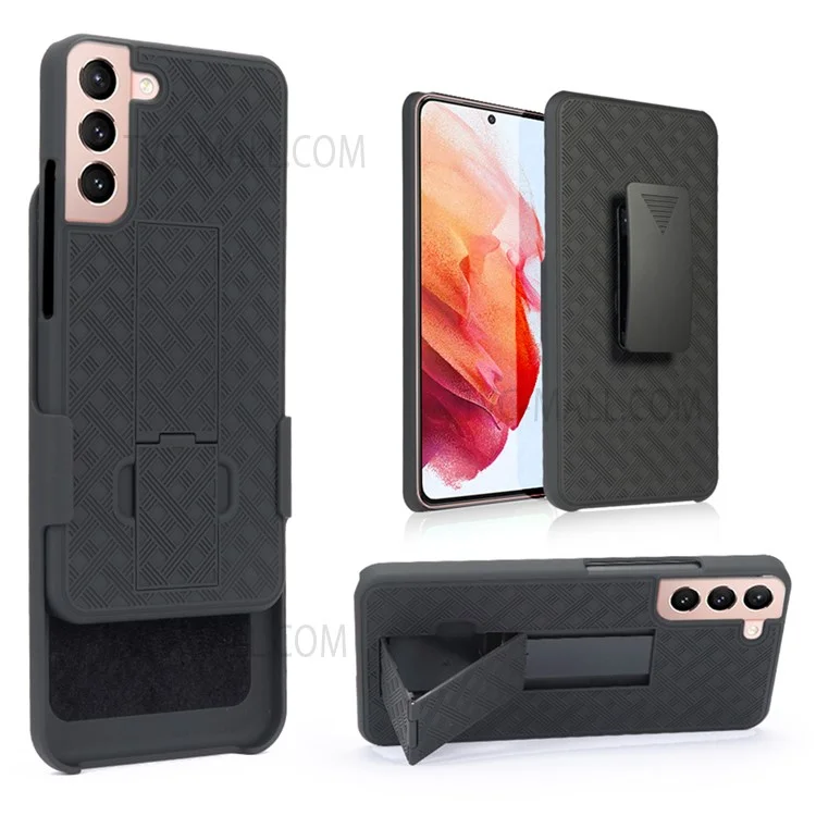 Pour Samsung Galaxy S22+ 5G Sliding Cover Design PC + Étui de téléphone TPU Coque avec texture tissée avec clip de ceinture et support