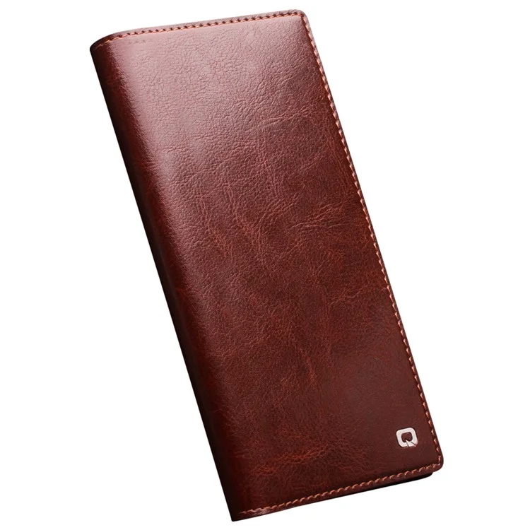 QIALINO pour Samsung Galaxy S22 Ultra 5G Folio Flip Portefeuille Stand Design Anti-choc Véritable Étui en Cuir - Marron