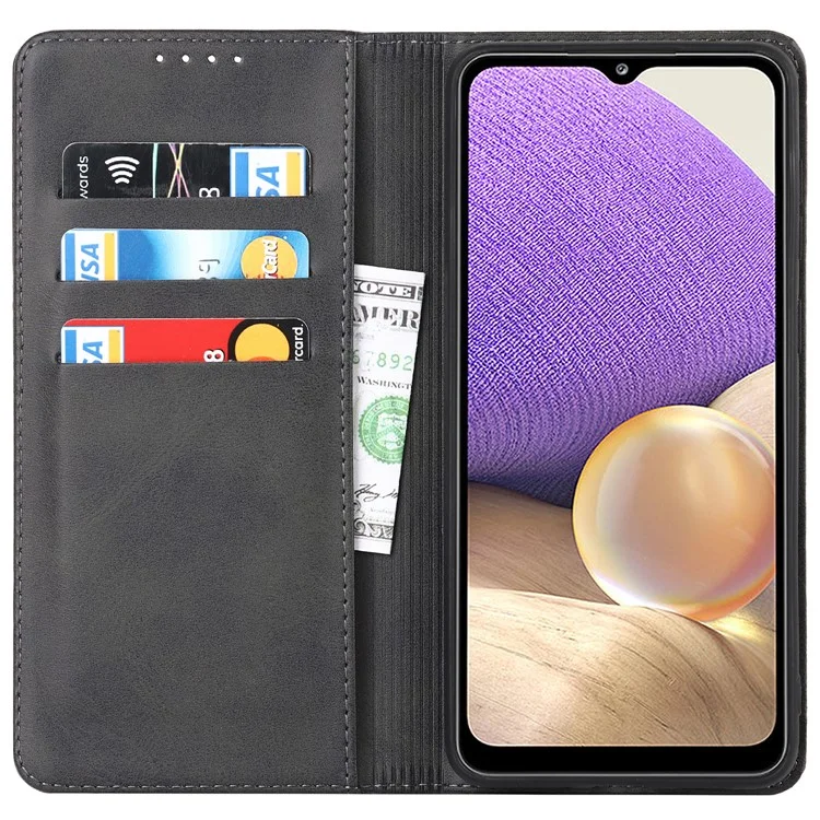 Magnetische Automatisch Absorbierte Pu-lederhülle Für Samsung Galaxy A33 5G, Folio Flip Wallet Stand Telefonabdeckung - Schwarz