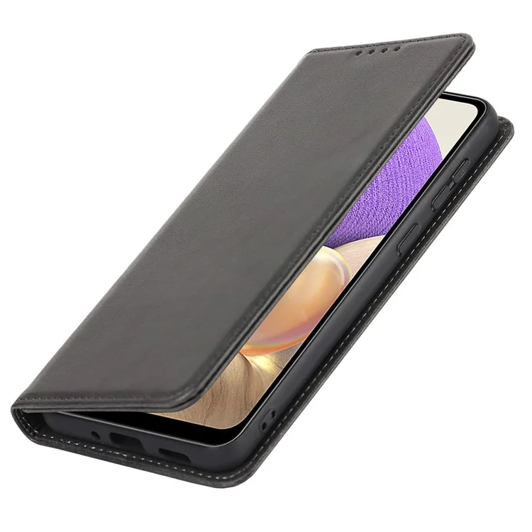 Étui en Cuir PU Magnétique Auto-absorbed Pour Samsung Galaxy A33 5G, Folio Flip Wallet Stand Téléphone Cover - le Noir