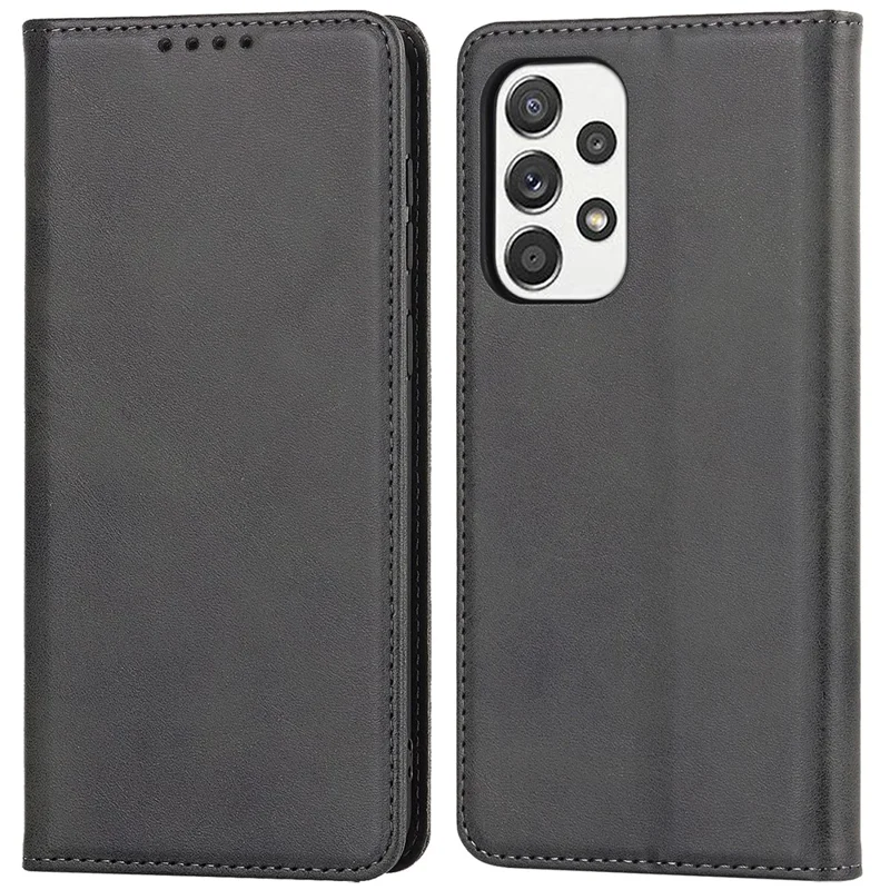 PU Leather + TPU Wallet Phone Case for Samsung Galaxy A53 5G, Foldable Stand Magnetic Auto Closing Cover - Black