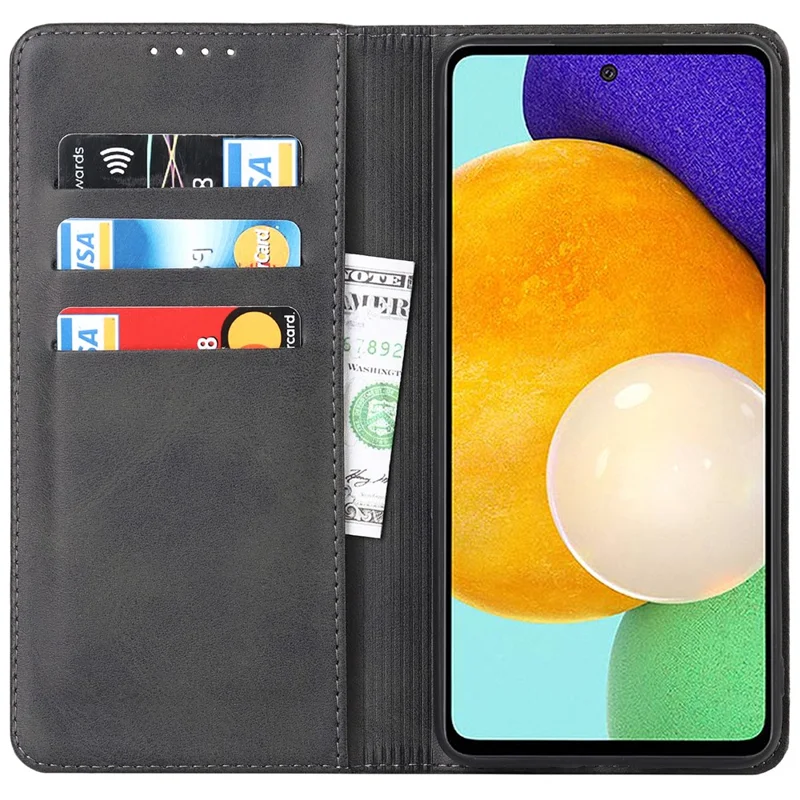 PU Leather + TPU Wallet Phone Case for Samsung Galaxy A53 5G, Foldable Stand Magnetic Auto Closing Cover - Black