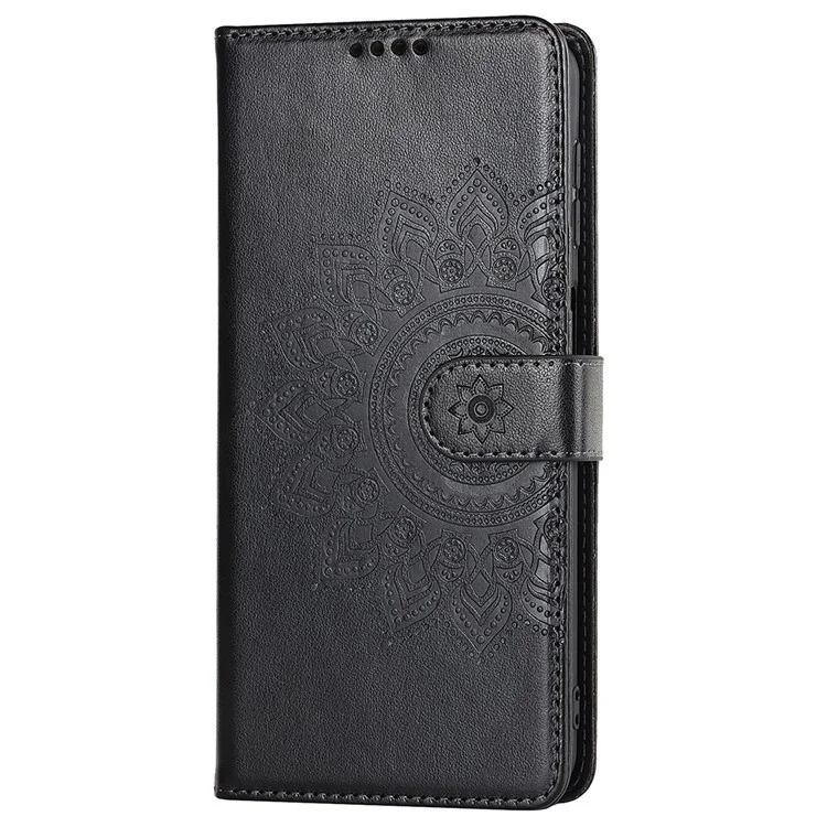 Para Samsung Galaxy A32 5G R61 Textura Teléfono de Costura Telta Diseño de Billetera de Doble Cara Patrón de Cierre Magnético Pus Cubierta de Cuero Impreso Con Soporte - Negro