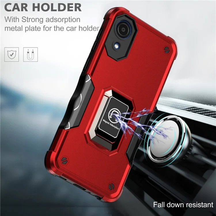 For Samsung Galaxy A03 Core Shockproof Ring Kickstand Hybrid Hard PC + Soft TPU Mobile Phone Case - Light Green