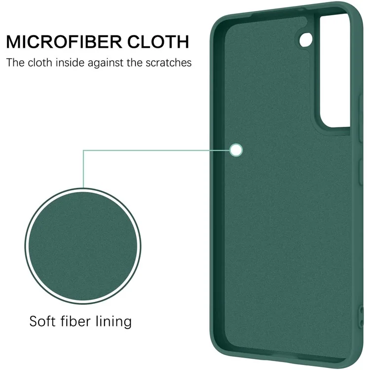 Pour Samsung Galaxy S22 5G Résistant à la Couleur Solide Résistante à L'anneau de Doigt du Doigt Conception Liquide en Silicone de Protection de la Couverture du Boîtier de Téléphone - Vert Noirâtre