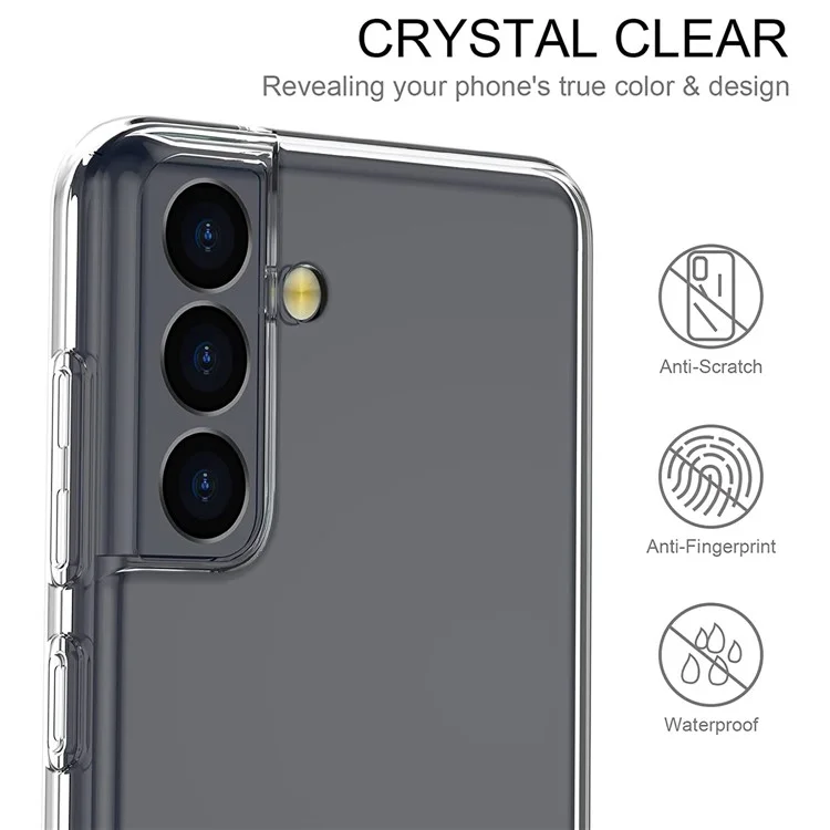 For Samsung Galaxy S22+ 5G Soft TPU Clear Anti-fingerprint Cover with Full Glue 0.1mm Tempered Glass Screen Protector (Support Fingerprint Unlocking)