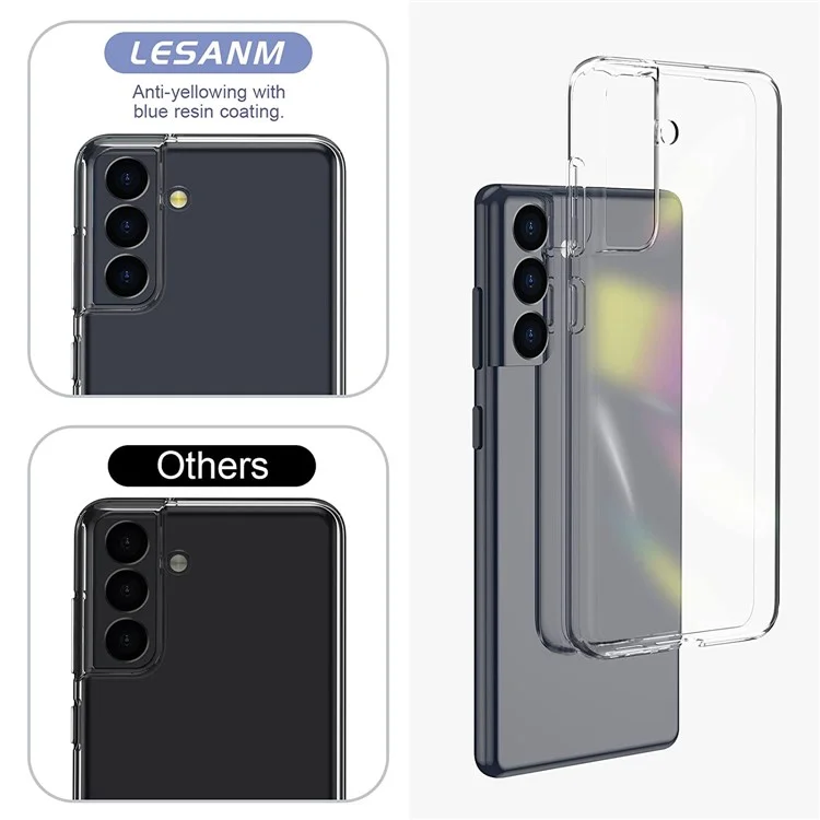 For Samsung Galaxy S22+ 5G Soft TPU Clear Anti-fingerprint Cover with Full Glue 0.1mm Tempered Glass Screen Protector (Support Fingerprint Unlocking)