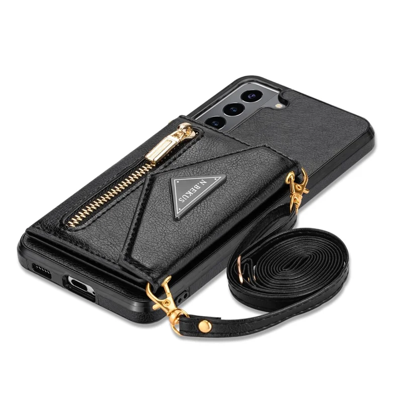 N.BEKUS for Samsung Galaxy S21 4G/5G Kickstand Design Wallet Dual-layer Protection PU Leather + TPU Cell Phone Case - Black