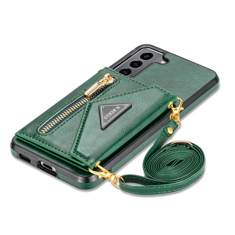 n. Bekus Für Samsung Galaxy S21 + 5G Gut Geschützte Anti-kratzer-pu-leder + TPU Kickstand Design Brieftasche Telefonabdeckung Hülle - Schwarzgrün