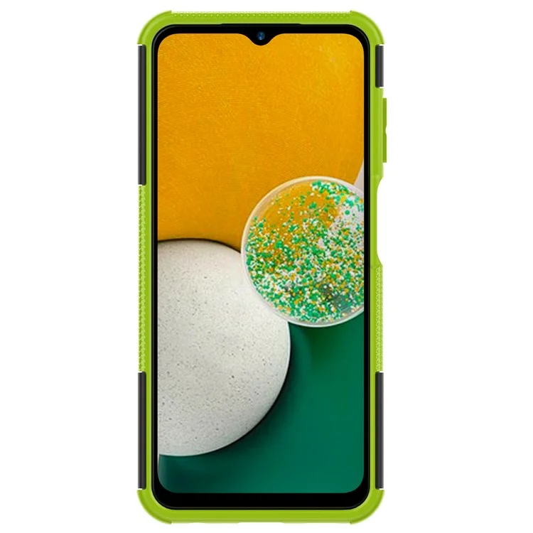 Tire Texture Non-Slip Phone Case for Samsung Galaxy A13 4G, Kickstand Heavy Duty Flexible TPU + Hard PC Hybrid Cover - Green