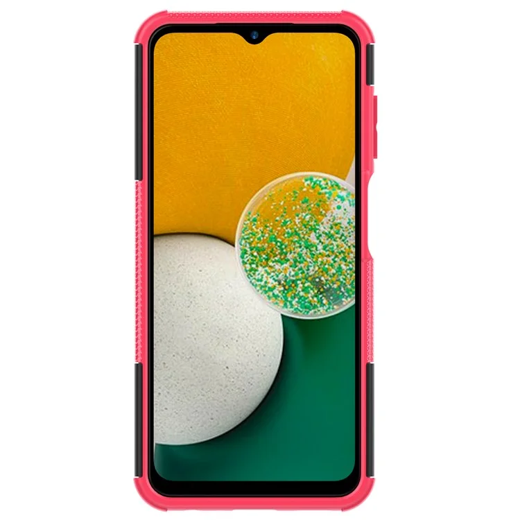 Funda Telefónica Antideslizante De La Textura De Los Neumáticos Para Samsung Galaxy A13 4G, KickStand TPU Flexible Flexible De Servicio Pesado + PC HARD HYBRID - Rosa