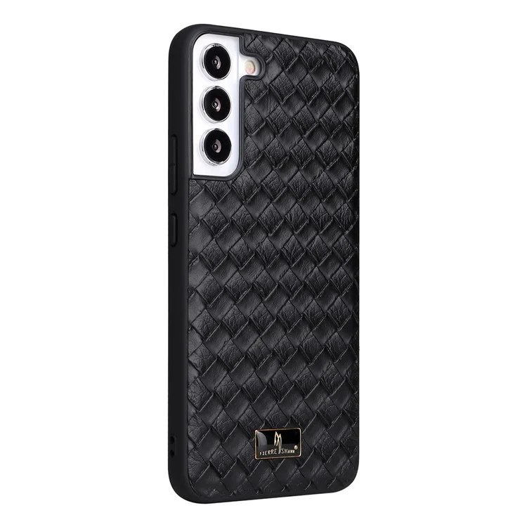 Fierre Shann Para Samsung Galaxy S22 5G Texturs PU Capel Capel Case TPU Soft + PC Hard - Textura Tecida