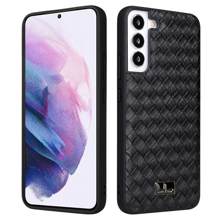 Fierre Shann Para Samsung Galaxy S22 + 5G TPU Recubierto de Cuero PU Con Textura Case de Teléfono Anti-scratch Case Anti-scratch - Textura Tejida