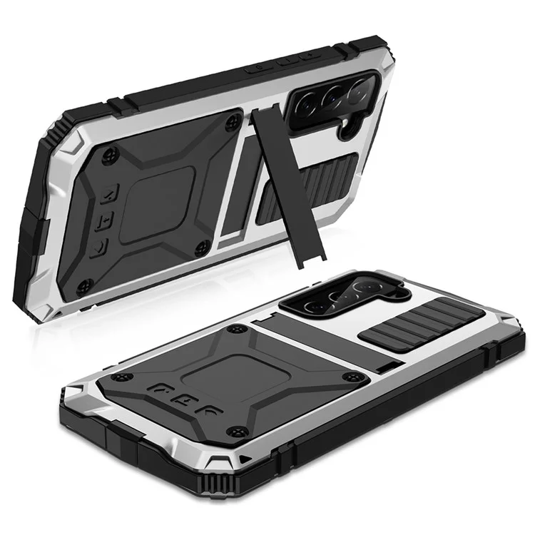Pour Samsung Galaxy S22 5G Kickstand TPU + Étui de téléphone en métal antichoc antipoussière résistant aux chutes Housse de protection - Argent