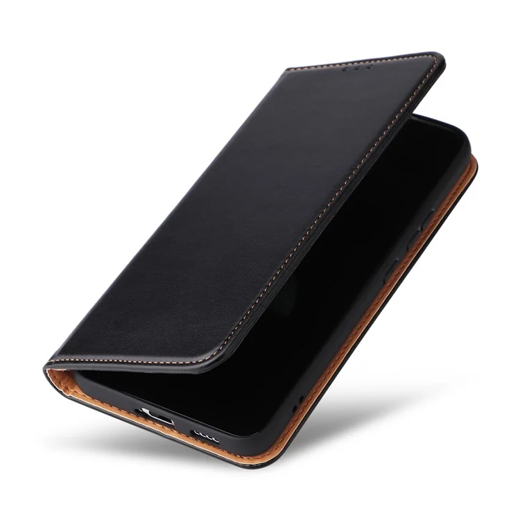 Fierre Shann Pour Samsung Galaxy S22 5G PU Cuir + TPU Téléphone Folio Flip Stand Wallet Cell Telephone Cover - le Noir