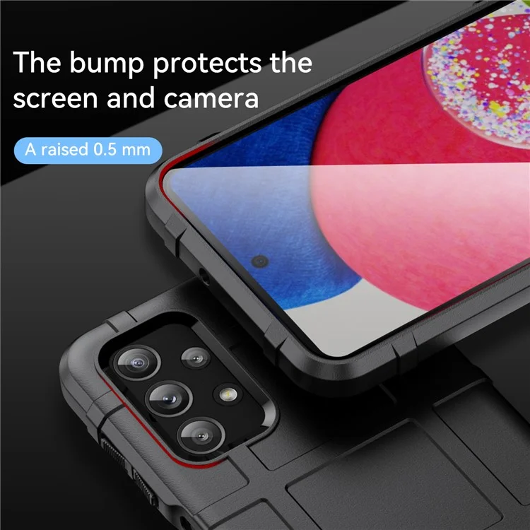 For Samsung Galaxy A23 4G/F23 5G/M23 5G Rugged Square Grid Design Phone Case Thickened TPU Soft Back Protective Cover - Black