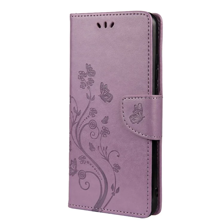 Per Samsung Galaxy A23 5G Custodia per telefono in pelle con motivo farfalle ben protetta Stile elegante - Viola chiaro