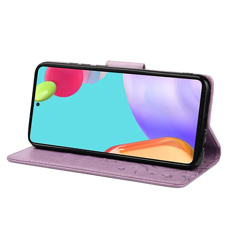 Per Samsung Galaxy A23 5G Custodia per telefono in pelle con motivo farfalle ben protetta Stile elegante - Viola chiaro