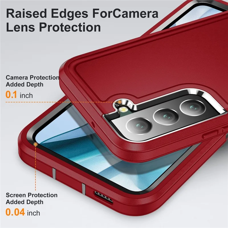 Defender Series Anti-drop Hard PC + Soft TPU Phone Case for Samsung Galaxy S22+ 5G, Hidden Kickstand Protective Cover - Black/Red