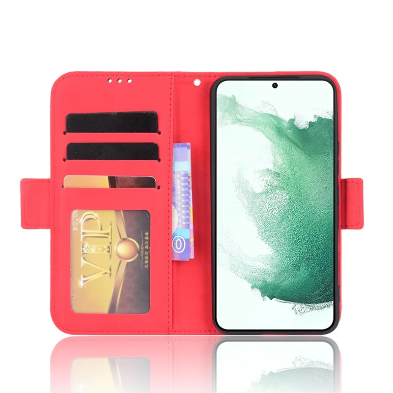 Чехол-бумажник с множеством слотов для карт для Samsung Galaxy S22+ 5G, защитный чехол-подставка - Красный