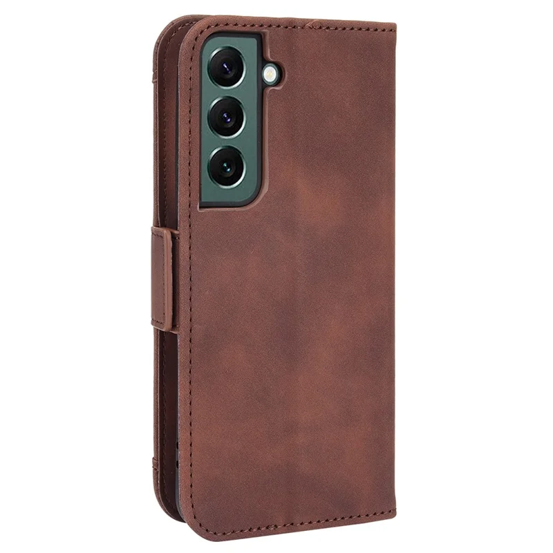 Funda de Piel con Múltiples Ranuras para Tarjetas para Samsung Galaxy S22+ 5G, Funda Protectora de Cartera y Soporte - Marrón