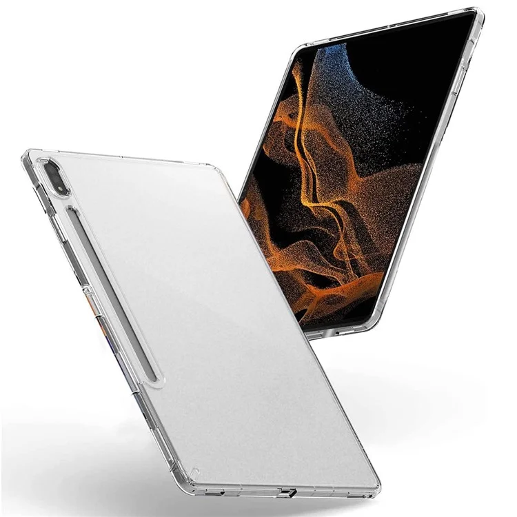 For Samsung Galaxy Tab S8 Ultra Glossy Surface Inner Matte Finish Tablet Case Anti-scratch Soft TPU Shell