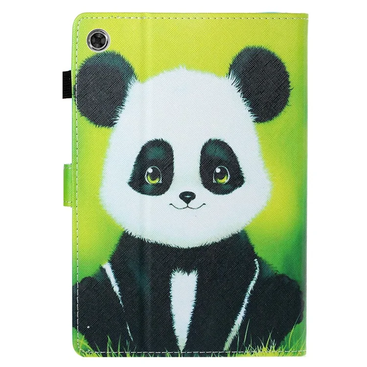 For Samsung Galaxy Tab A8 10.5 (2021) / A8 10.5 (2022) X205 / X200 Pattern Printing Leather Case Card Slot Stand Folio Tablet Cover with Pencil Holder - Panda