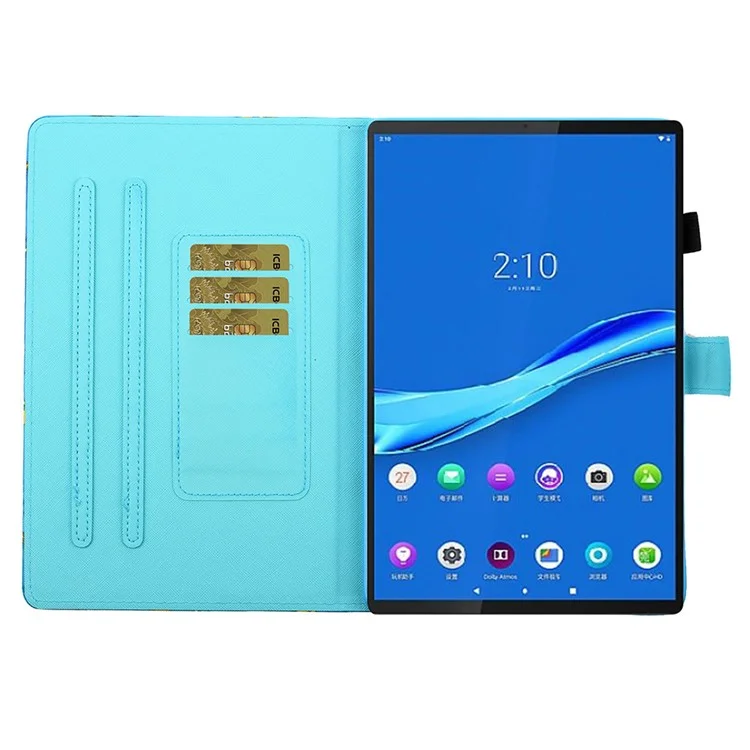 For Samsung Galaxy Tab A8 10.5 (2021) / A8 10.5 (2022) X205 / X200 Pattern Printing Leather Case Card Slot Stand Folio Tablet Cover with Pencil Holder - Panda