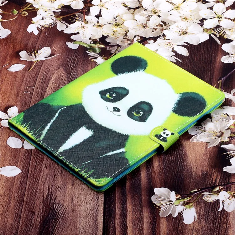 For Samsung Galaxy Tab A8 10.5 (2021) / A8 10.5 (2022) X205 / X200 Pattern Printing Leather Case Card Slot Stand Folio Tablet Cover with Pencil Holder - Panda