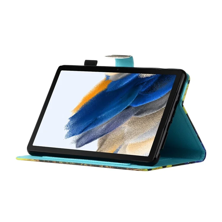 Для Samsung Galaxy Tab A8 10.5 (2021) / A8 10.5 (2022) X205 / X200 Pattern Printing Card Slots Tablet Cover PU Leather Stand Case with Pen Holder - Tiger
