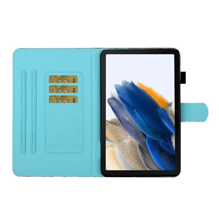 Для Samsung Galaxy Tab A8 10.5 (2021) / A8 10.5 (2022) X205 / X200 Pattern Printing Card Slots Tablet Cover PU Leather Stand Case with Pen Holder - Tiger