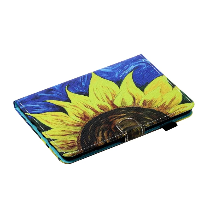 Capa de Tablet em Couro Sintético com Ranuras para Cartões, Estampa de Girassol, Suporte e Suporte para Caneta para Samsung Galaxy Tab A8 10.5 (2021) / A8 10.5 (2022) X205 / X200