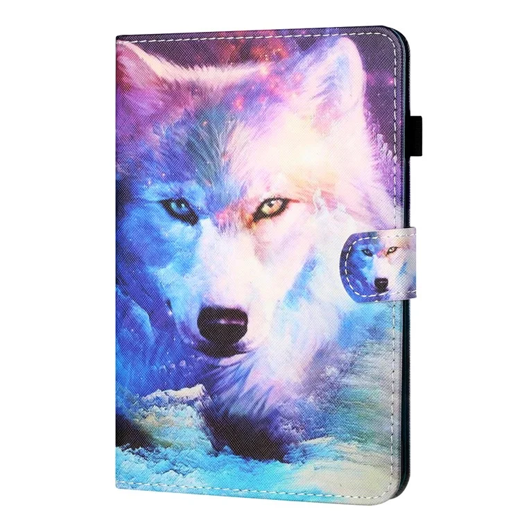 Per Samsung Galaxy Tab A8 10.5 (2021) / A8 10.5 (2022) X205 / X200 Pattern Printing Tablet Cover PU Leather + TPU Stand Card Holder Case - Wolf