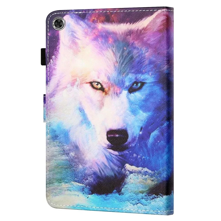 Per Samsung Galaxy Tab A8 10.5 (2021) / A8 10.5 (2022) X205 / X200 Pattern Printing Tablet Cover PU Leather + TPU Stand Card Holder Case - Wolf