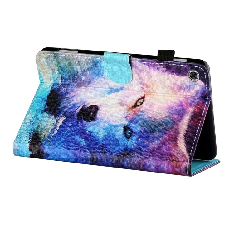 Per Samsung Galaxy Tab A8 10.5 (2021) / A8 10.5 (2022) X205 / X200 Pattern Printing Tablet Cover PU Leather + TPU Stand Card Holder Case - Wolf