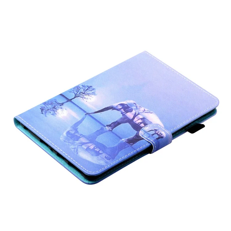 Pour Samsung Galaxy Tab A8 10.5 (2021) X205 / X200 Modèle D'impression Tablette Tablet Cover Cuir PU + Titulaire De La Carte De Support TPU - Arbre Et Éléphant