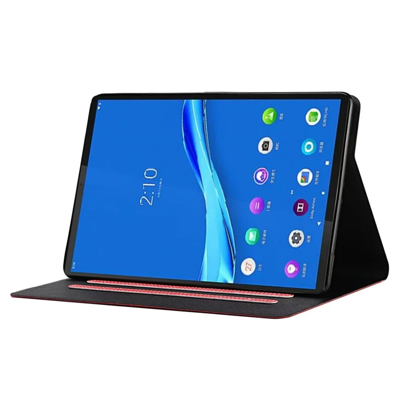 For Samsung Galaxy Tab A8 10.5 (2021) / A8 10.5 (2022) X205 / X200 Solid Color Stand Leather Tablet Case Card Holder Full Protection Cover - Red